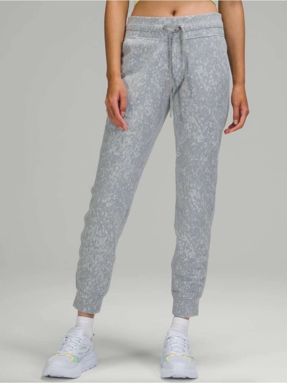 Lululemon Ready to Rulu 7/8ths Light Gray Printed Track Joggers